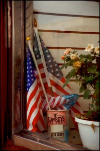 JP1205 Flag In Shop Window - Chicago IL