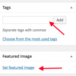 Enter Tags and click featured image