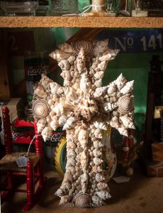 cross made of seashells