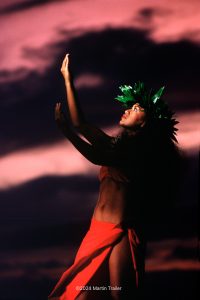 Hawaiian Hula girl at sunset