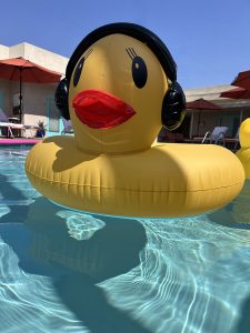 rubber duck with headphones