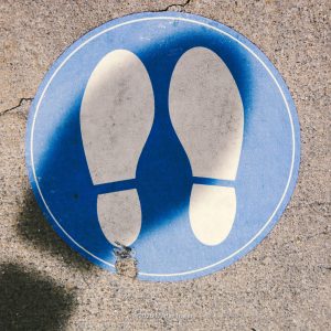 blue stand here marker